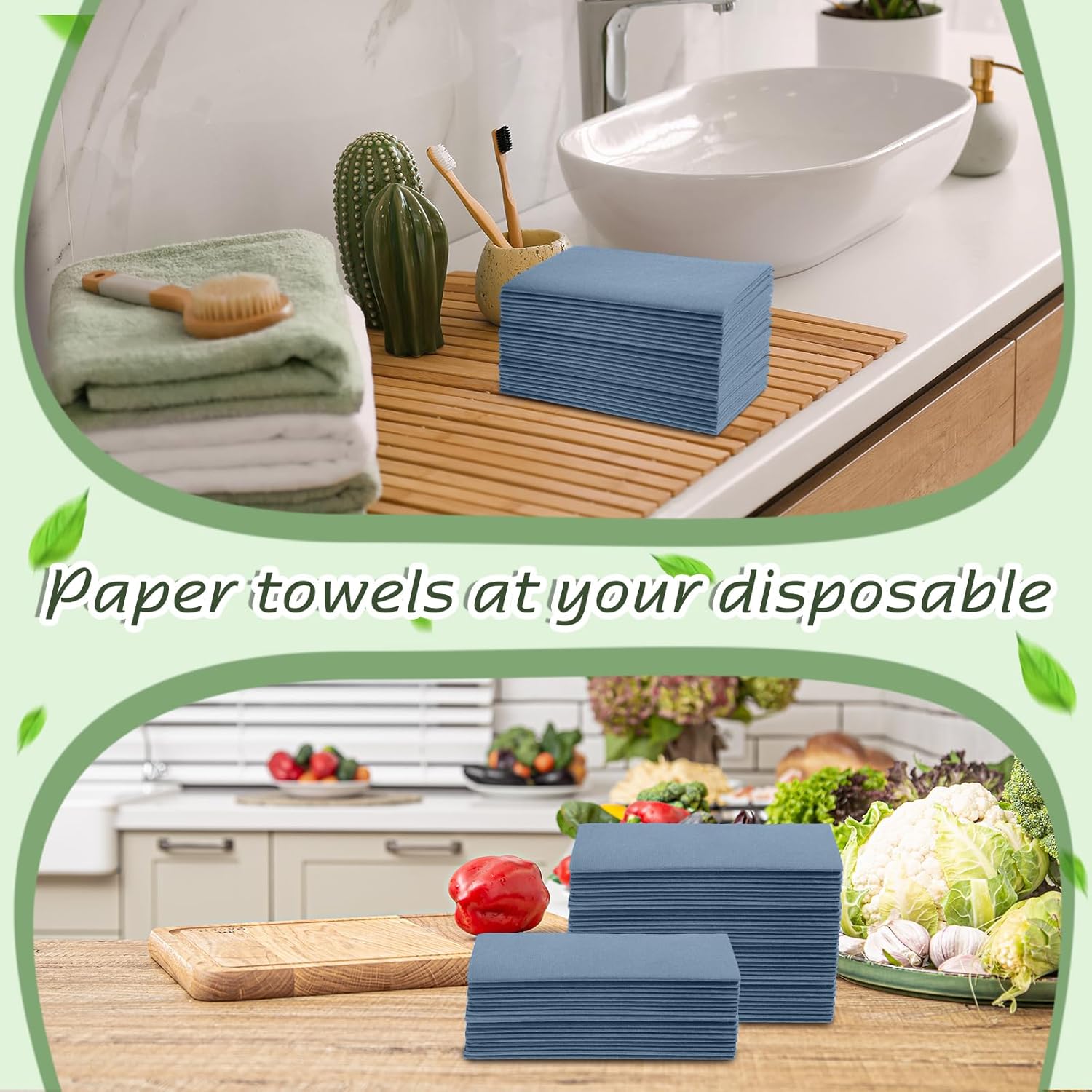 Jeyiour 150 Pcs Dusty Blue Dinner Napkins Boho Disposable Guest Towels 16 x 16 Inch Paper Hand Towels for Bathroom Decorative Wedding Napkins for Bridal Baby Shower Kitchen Party Event