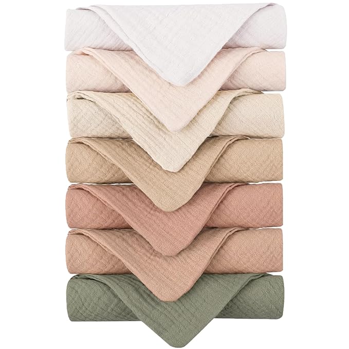 Konssy 7 Pack Face Cloths, Soft Wash Cloth for Washing Face, Cotton Face Cloth for Sensitive Skin Women Facial Makeup Remover Reusable Absorbent Washcloths （11 x 11 Inch）