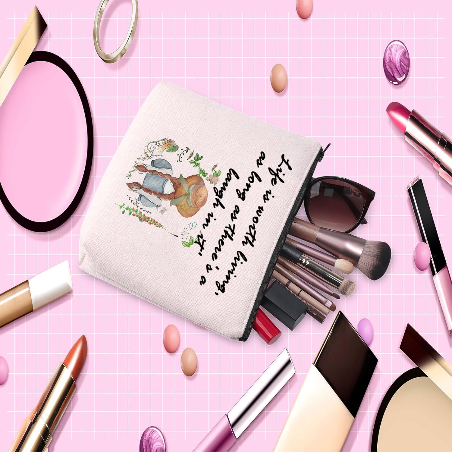 JYTAPP Green Cosmetic Bag Novel Inspired Gift for Women Novel Makeup Bag Literature Novelist Gift - Image 5