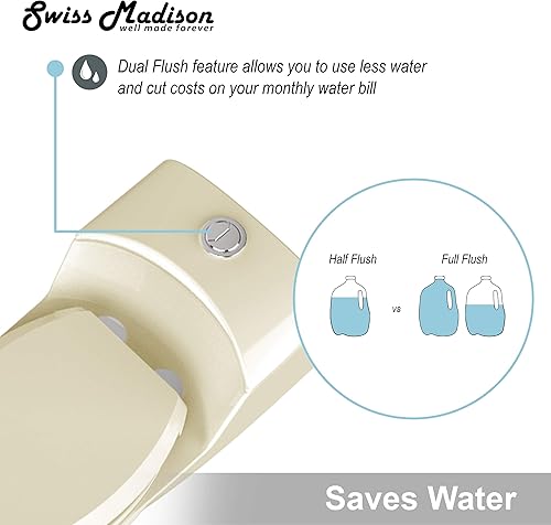 Miniatura 6 de Swiss Madison Well Made Forever SM-1T803BQ Chateau - Inodoro alargado de una pieza con descarga dual, acabado mate, 0.81.28gpf