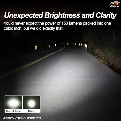 Miniatura 3 de Cygolite Dice HL - Luz de bicicleta de 150 lúmenes, 6 modos nocturnos y 2 diurnos, diseño ultra compacto, resistente al agua IP64, montaje flexible