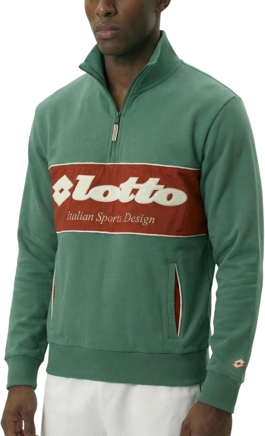 Lotto Uniforme ¼ Zip Men’s Pullover - Stand Collar with Rib Cuffs/Hem, Chest Features Woven Chenille Lotto Detailing
