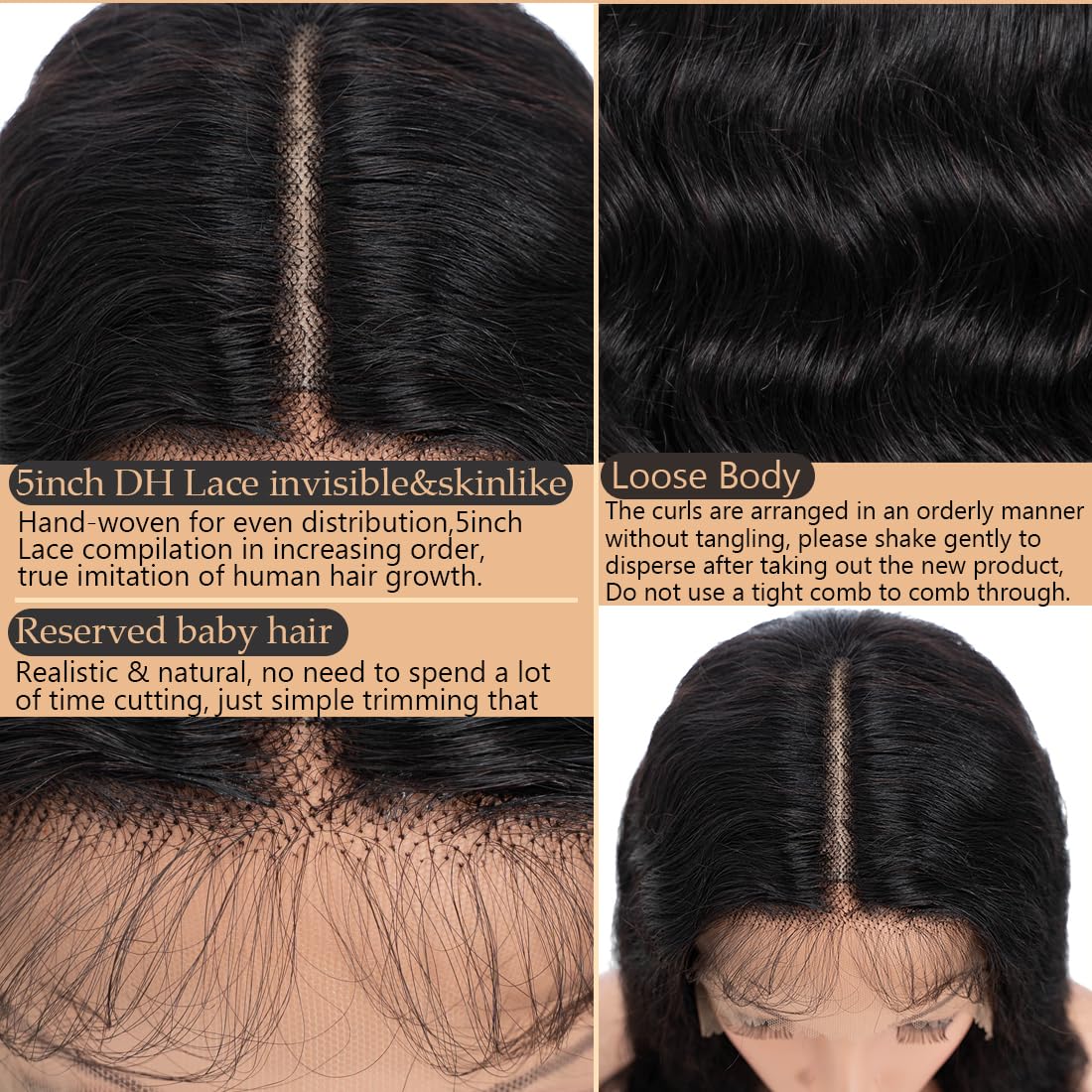 Lace Front Wigs Human Hair Loose Body 13x5x1 Lace Frontal Wigs for Women 18inch 150% Density Glueless Brazilian Body Wave Real Human Hair Wig with Baby Hair Pre Plucked