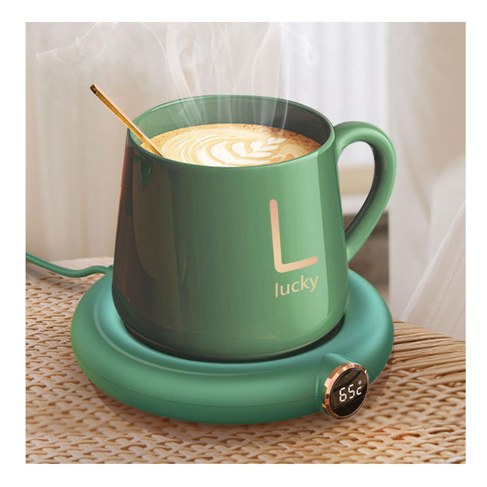 Scalda-tazze da caffè, USB con scatola, scalda tazza per scrivania con spegnimento automatico, 3 impostazioni di temperatura, scalda tazza da caffè, regalo per donne, regalo per Natale (verde)