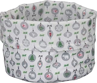 Krasilnikoff - koszyk na pieczywo - Boże Narodzenie - biały, kolorowy - bawełna - Ø 15 cm