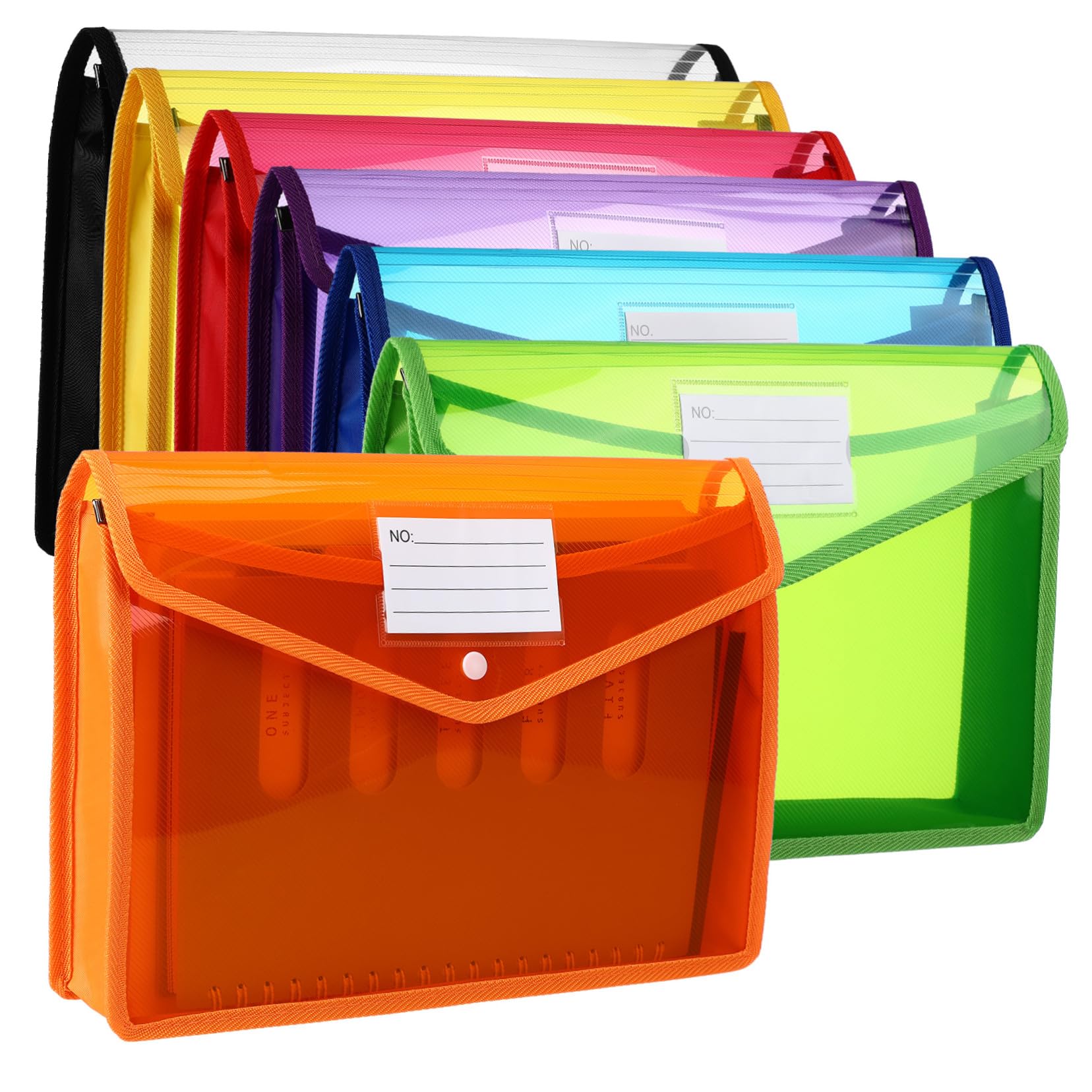7 Piezas Conjunto Sobres Plásticos Transparentes con Botón Carpeta Resistente para Oficina y Escuela Bolsas Organizadoras de Coloridas Cierre Seguro Fácil