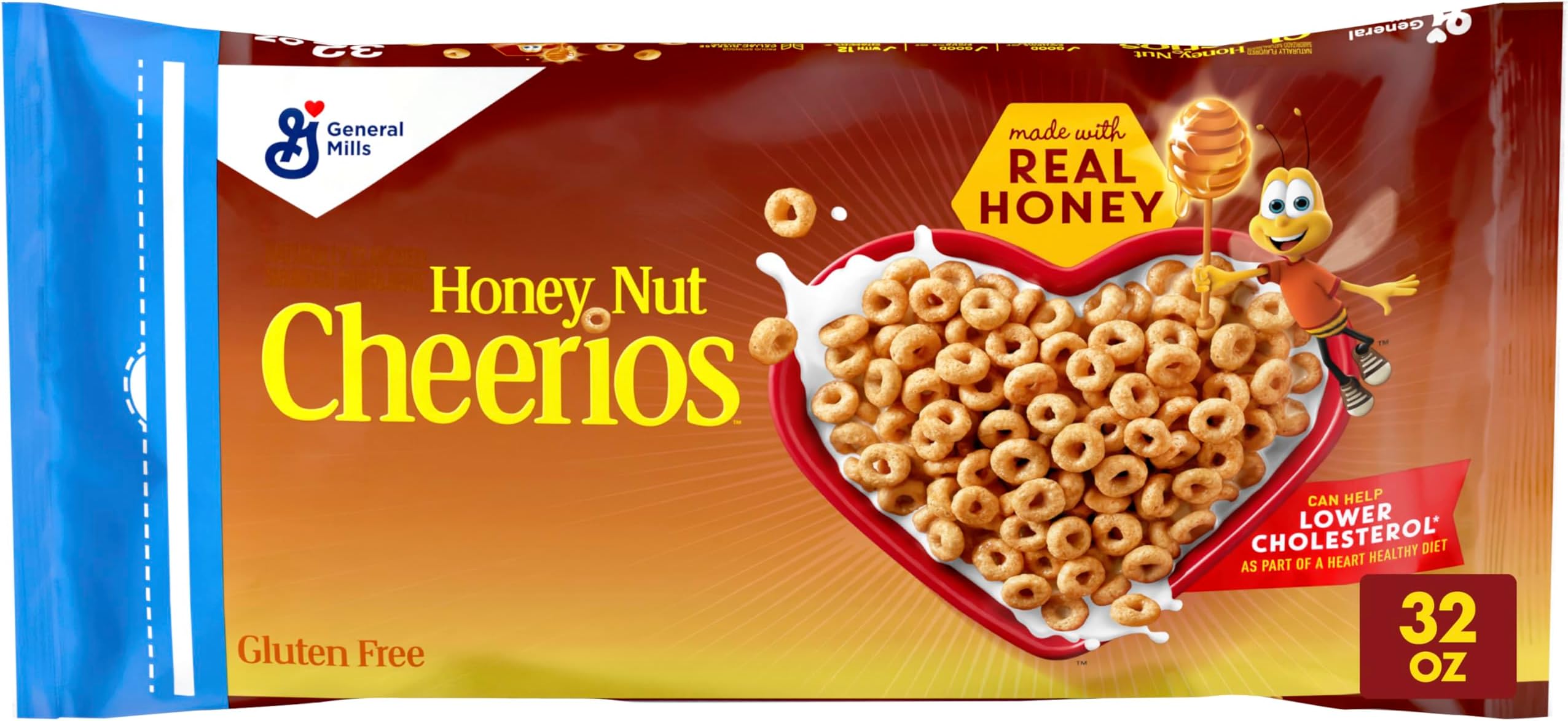 Honey Nut Cheerios Heart Healthy Breakfast Cereal, Gluten Free Cereal With Whole Grain Oats, Value Bag, 32 oz