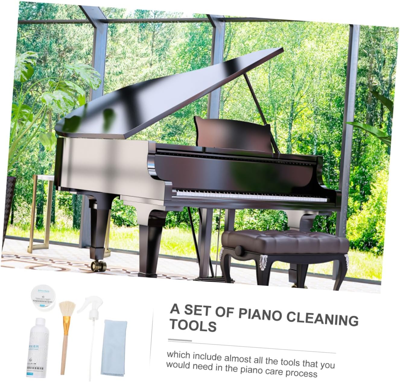BESPORTBLE 1Set Piano Cleaning Kit with Professional Polish Wax Cleaning Cloth for Dust Stains and Oily Multi Purpose Care for Pianos Instruments