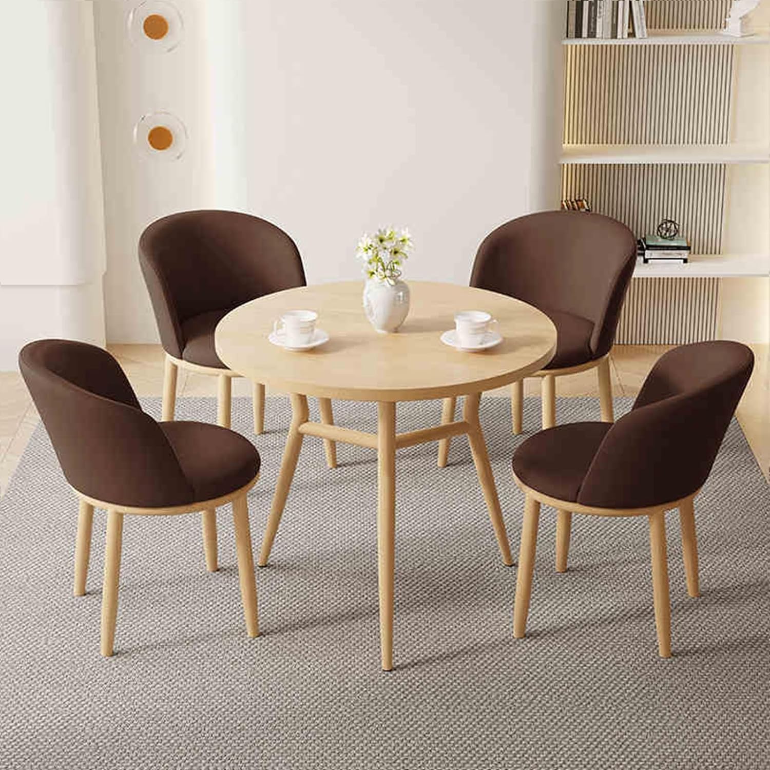 Negotiation Table and Chair Set, Office Reception Room Club Table, Office Reception Round Table for Conference Meeting Areas, Libraries(Blue)