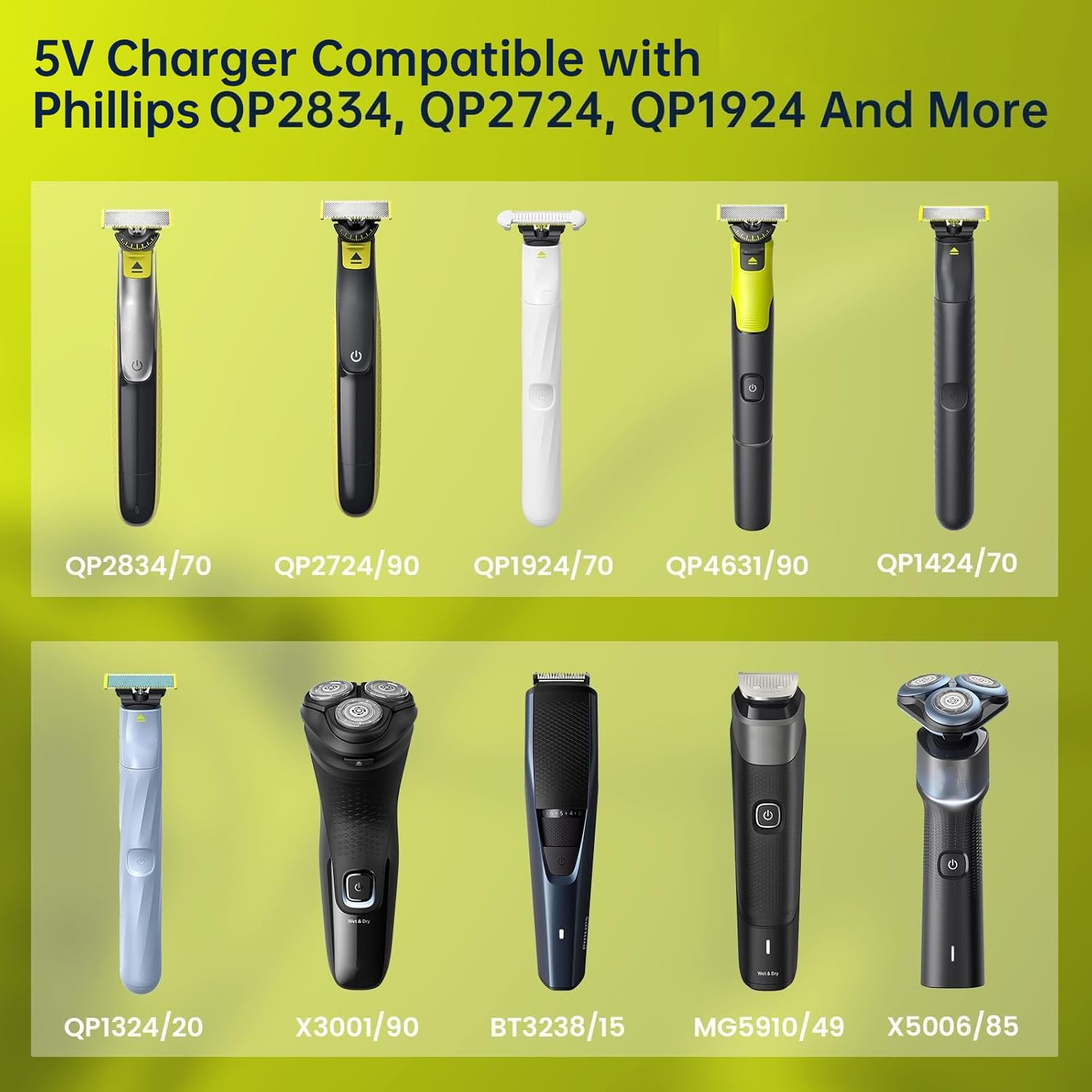 Charger Compatible with Philips Norelco One Blade QP2724 QP2834 QP1924 image 2