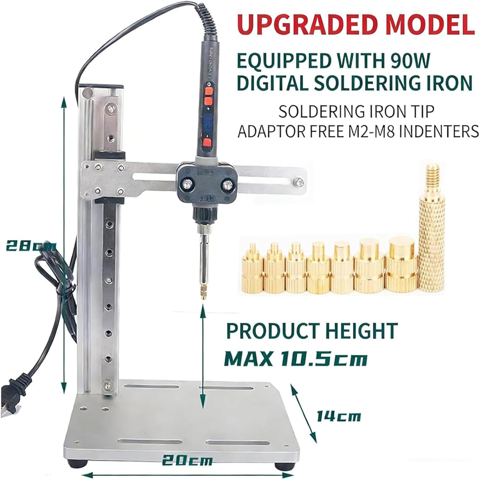 Saldatore con display digitale da 90 W, pressa a caldo verticale, regolazione multidirezionale, punta di regolazione del calore, per riparazioni di plastica e stampa 3D