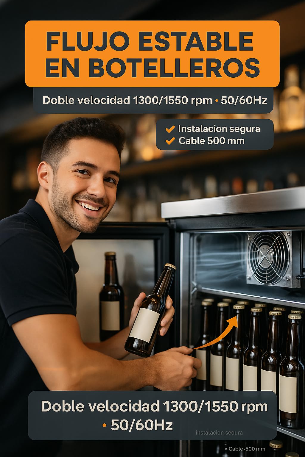 RO Linea Blanca ® Motor Ventilador Refrigeración M4Q045-CA03-49 230V 10W 1300/1550 rpm 50/60Hz Longitud 43,5 mm 4 Pines Soporte Universal Eje 8 mm Compatible con EBM-PAPST Serie Q para Botelleros