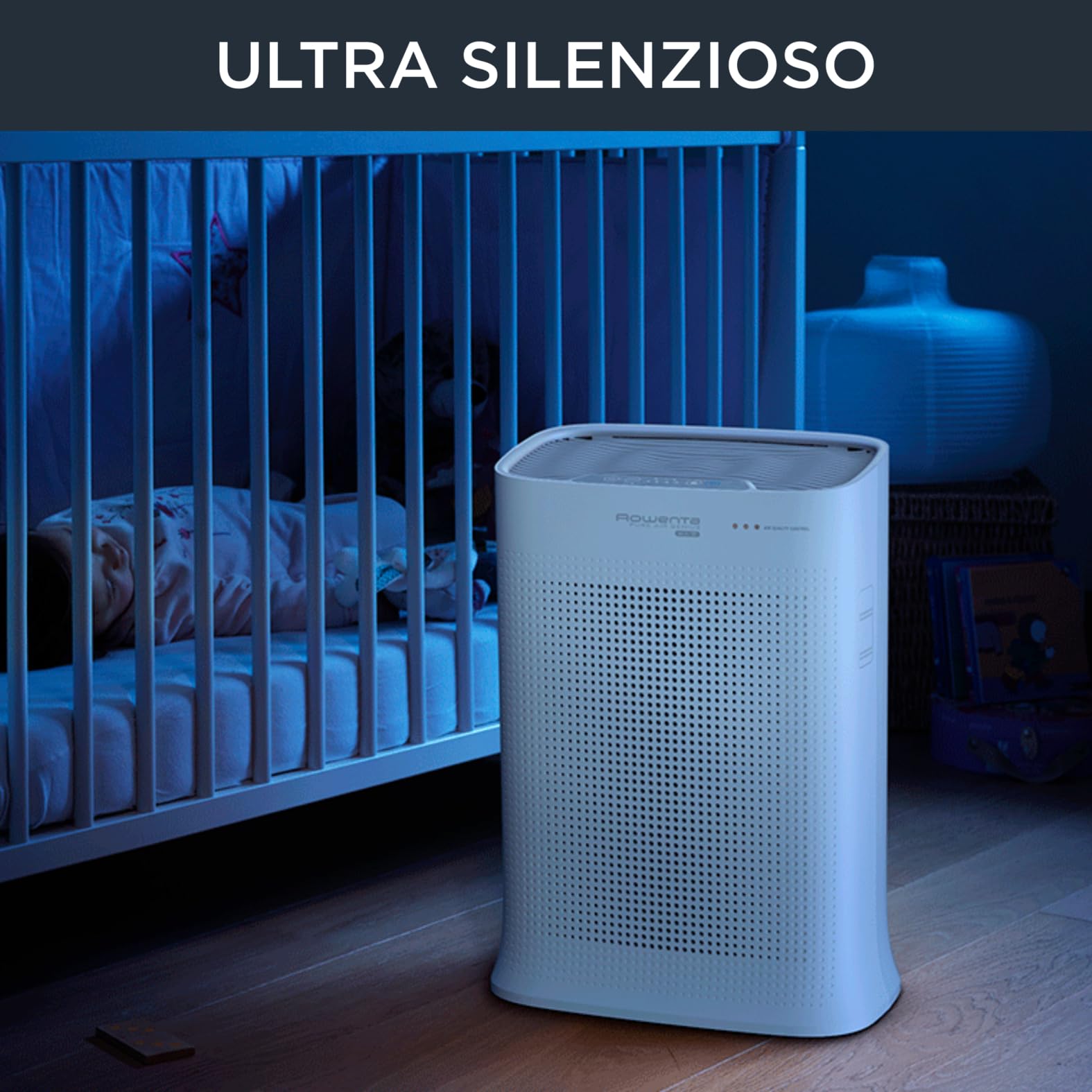 Rowenta PU3080 Pure Air Genius, Purificatore D'Aria Per la Casa, Massima Efficacia di Filtrazione grazie ai 4 livelli di Filtraggio, Ultra Veloce, Silenzioso, Compatibile Con App