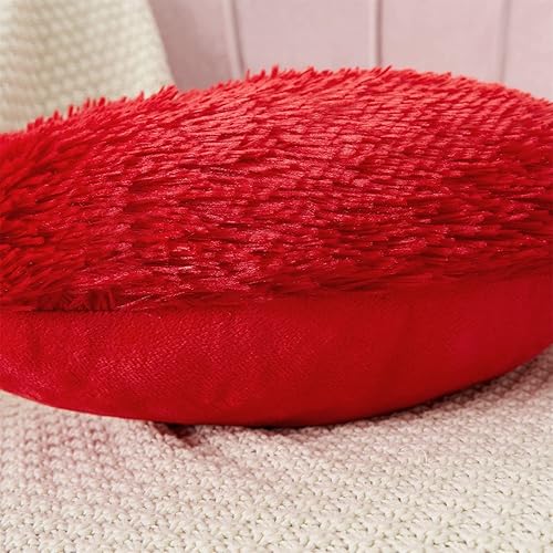 Vista 53 de MOOWOO Almohada de corazón esponjosa, almohada de piel sintética, felpa sherpa, cojín suave y bonito, día de San Valentín, día de Acción de Gracias