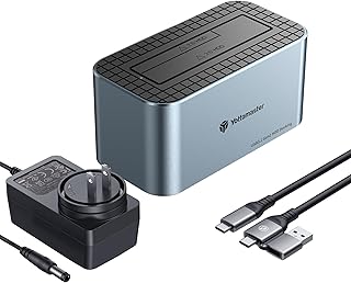 Yottamaster HDDスタンド （1Bay) 2.5/3.5インチHDD SSD対応 SSD エンクロージャ 10Gbps高速伝送 18TB大容量 アルミ製 HDDケース Type-C USB3.2 GEN2 SATA3.0&UASPサポート12V2A RGBライト付き 工具不要 KB-100