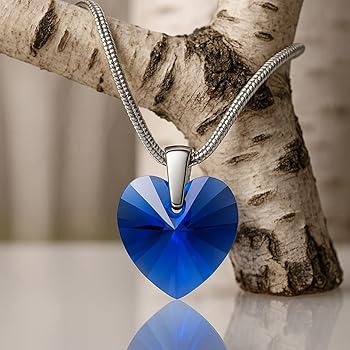 Collier pendentif coeur cristal bleu - Montres & Bijoux