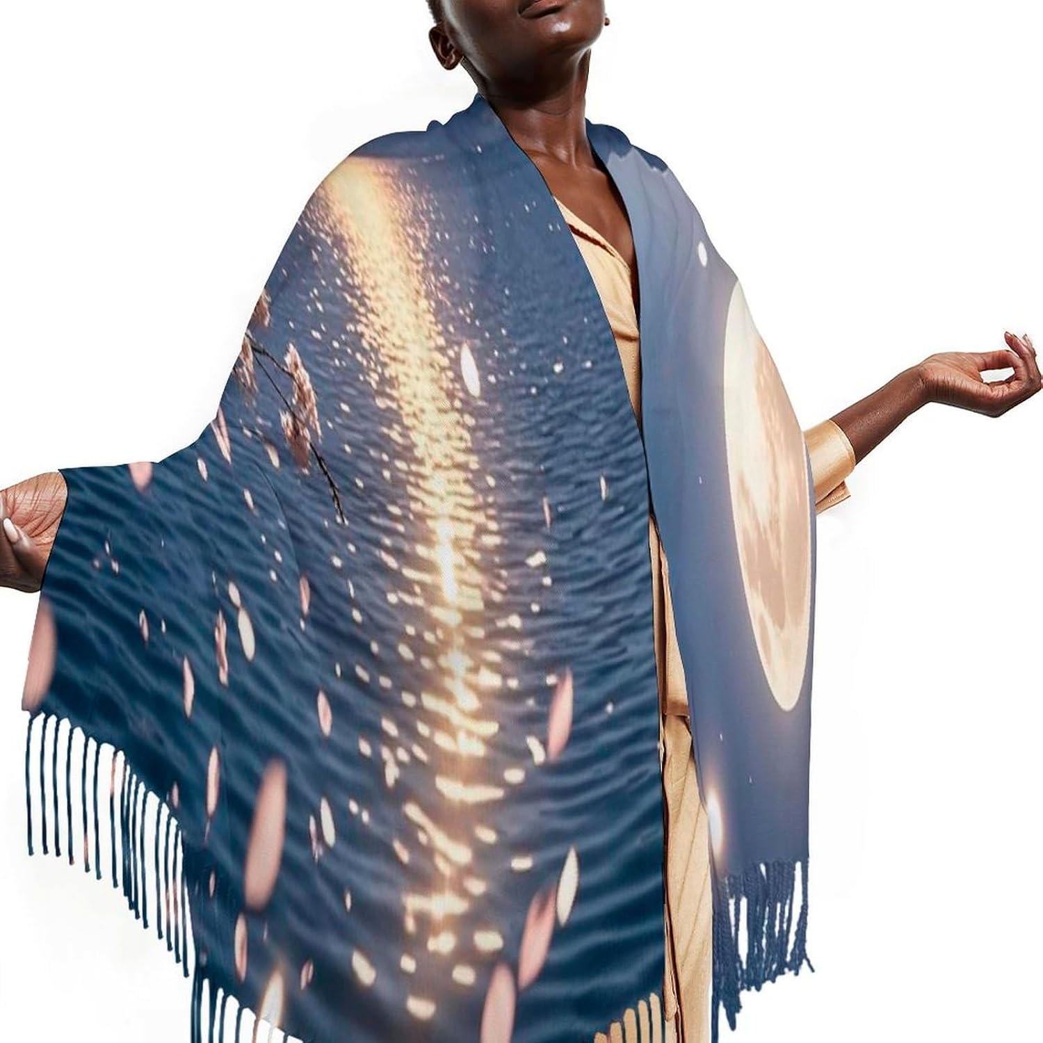 Bright Moon Hangs High Scarf for Women Men Classic Fashion Blanket Scarves Soft Cashmere Feel Scarf Cold Weather Warm Long Shawl Winter Large Scarves Classic Blanket Scarfs Thick