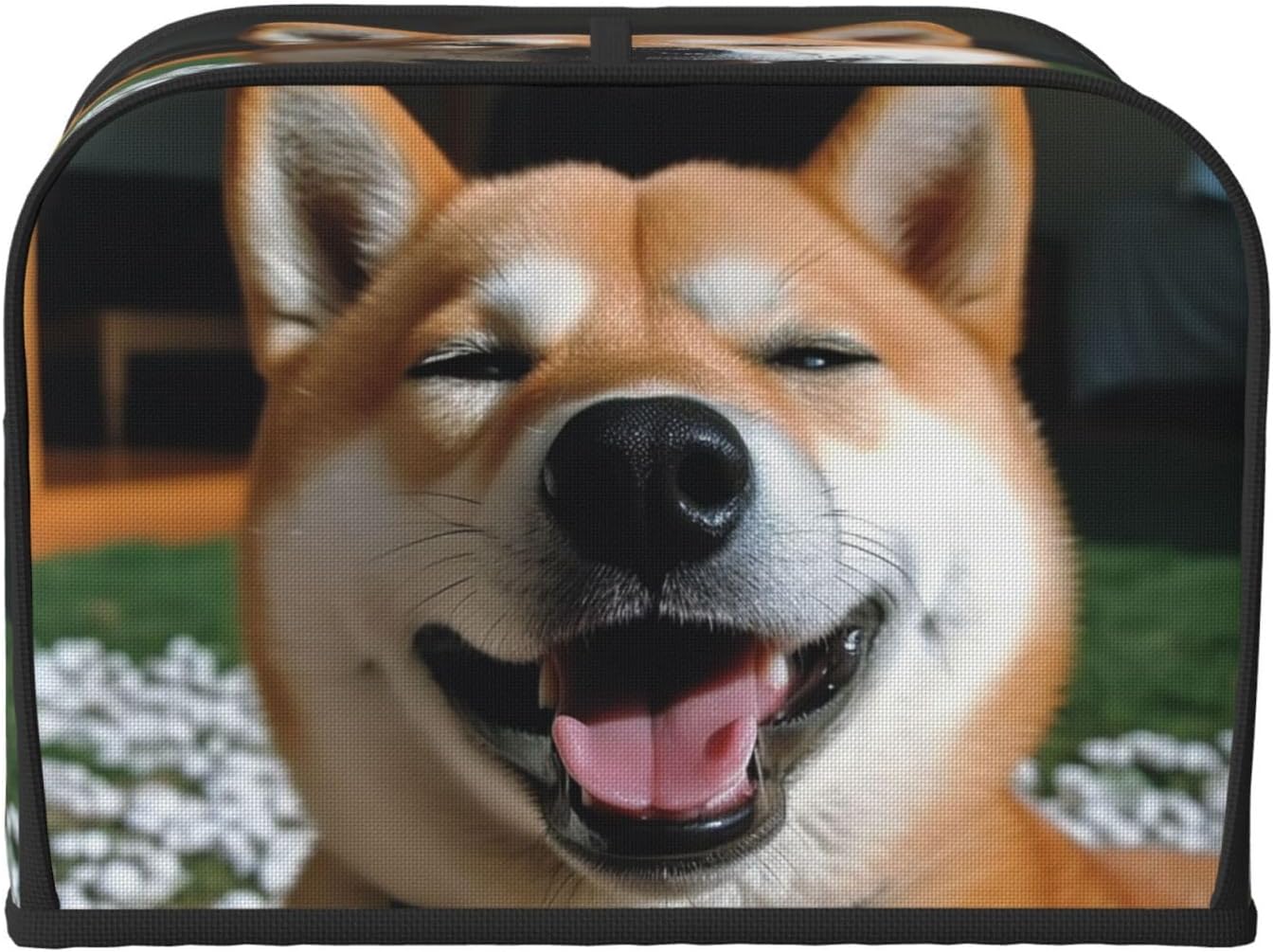 Shiba Inu Smile Tongue Out Toaster Cover 4 slice Kitchen Small Appliance Covers with Pockets Toaster Dust Cover with Top Handle Oven Cover Washable Universal Bread Maker Cover for Kitchen