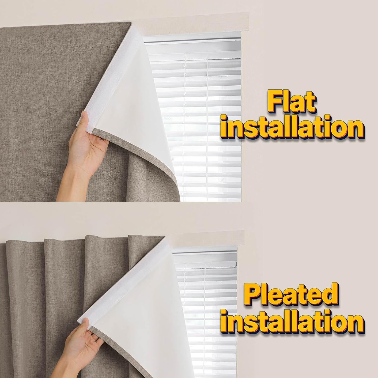Jilron Adhesive Curtain,100% Blackout Shades,No Rod,Easy to Install,Provides Privacy Protection for Bedrooms (Light Coffee - W35 × L72 in)