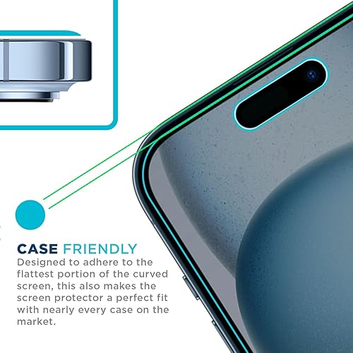 Miniatura 5 de Tech Armor Protector de pantalla de privacidad para iPhone 15 de 6.1 pulgadas, vidrio templado balístico, antiespía, compatible con fundas, fácil