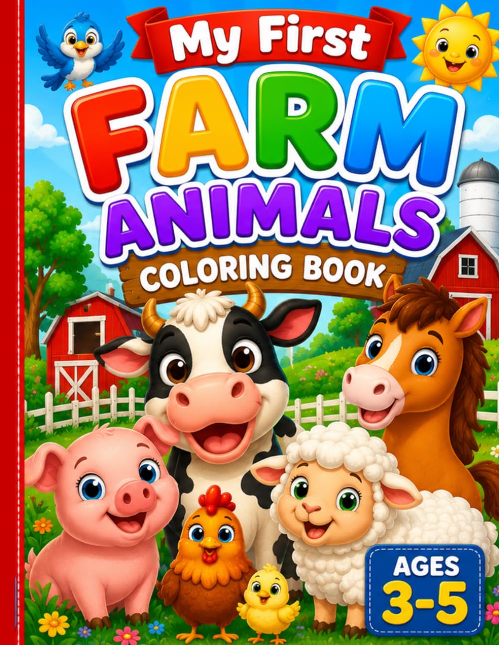 Farm Animals Coloring Book: Happy animals