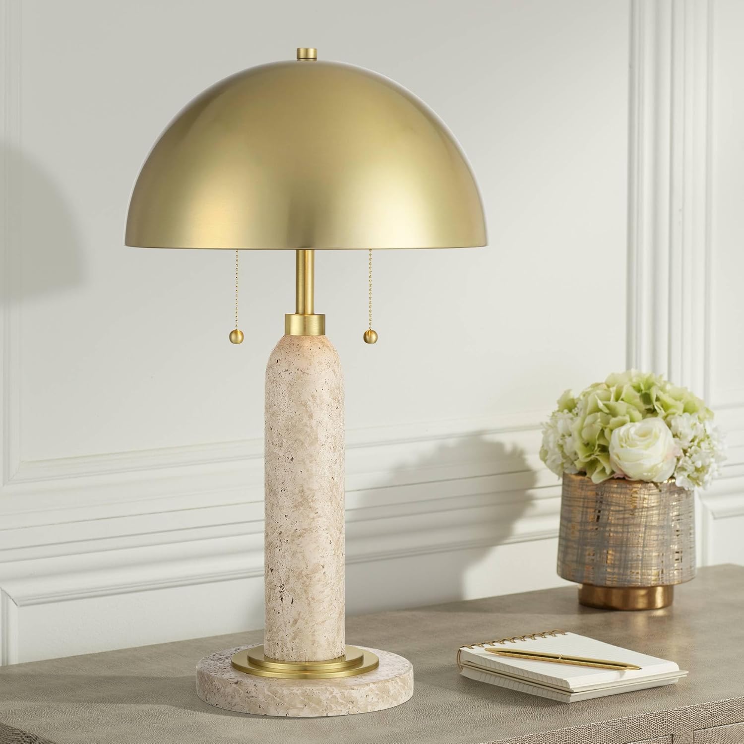 Possini Euro Design Possini Euro Chanterelle 24 1/2" Faux Stone Dome Table Lamp Set of 2