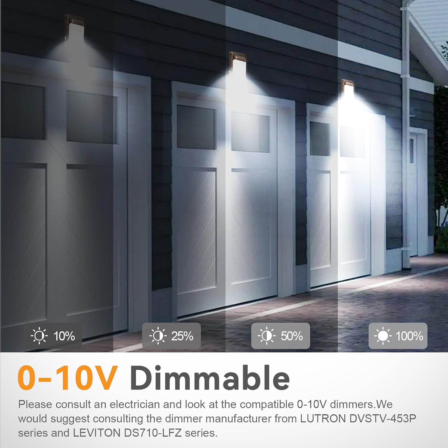 LED Wall Pack Light, 50W/40W/30W & 3000K/4000K/5000K Adjustable, AC120-277V, 0-10V Dimmable, IP65, 6750LM LED Wall Pack with Photocell for Shop, Entryway, UL Listed, 4Pack