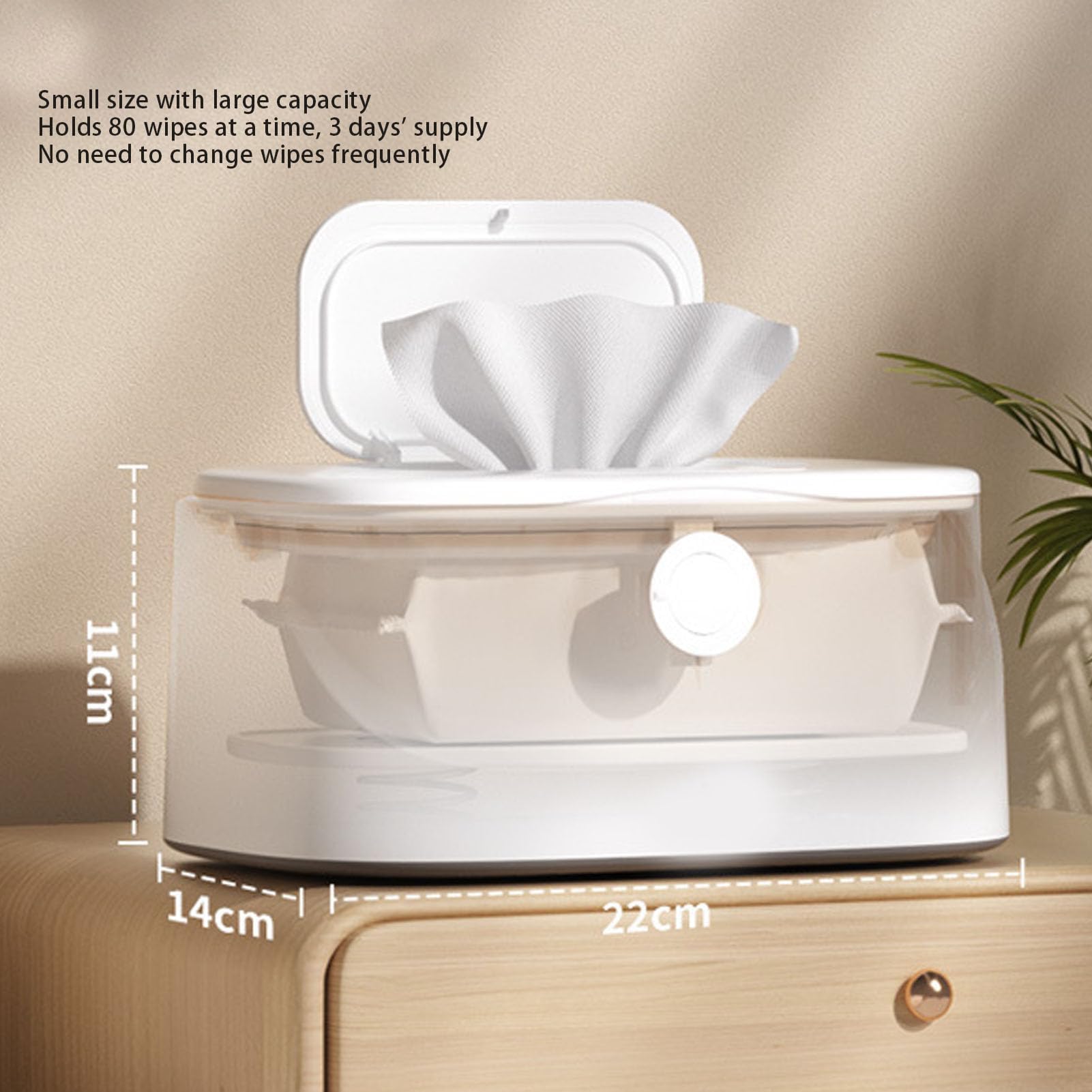 Feuchttuchwärmer, Innovatives Federdesign, 3 Stufen, Temperaturverstellbar, PP-Material, Feuchttuchwärmer, Spender mit Nachtlicht für Zuhause
