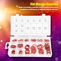 Vista 4 de Kit surtido de 150 arandelas planas de acero y fibra, 14 tamaños para sellado de aislamiento con caja de plástico