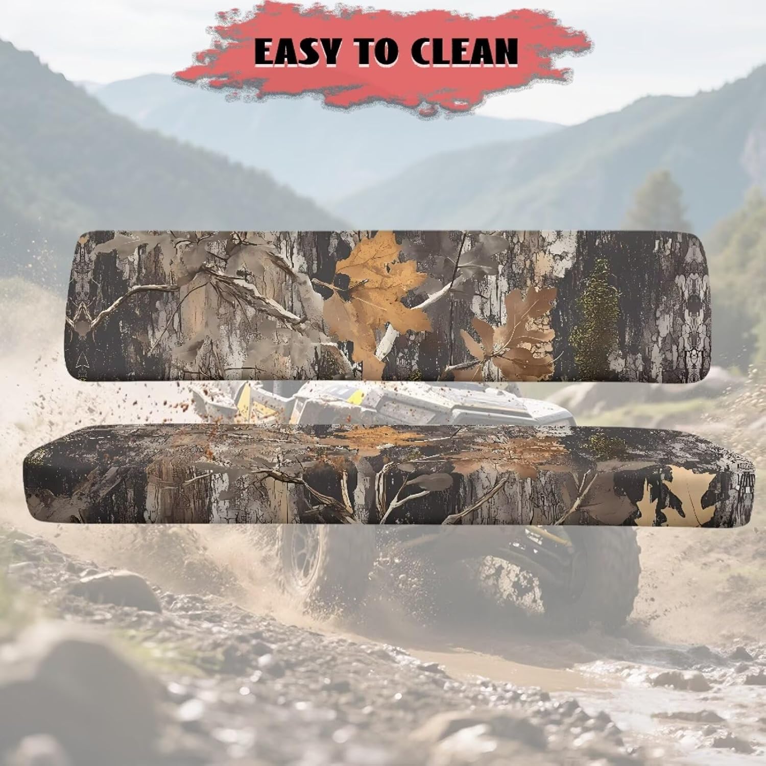 SEANATIVE Camo Hunting UTV Seat Covers Front Bench Seat Cover Four Wheeler Accessories Pet Seat Protectors Powersports Cushion Pad Fit for Mule 3000 3010 3020 4000 4010 2001-2024