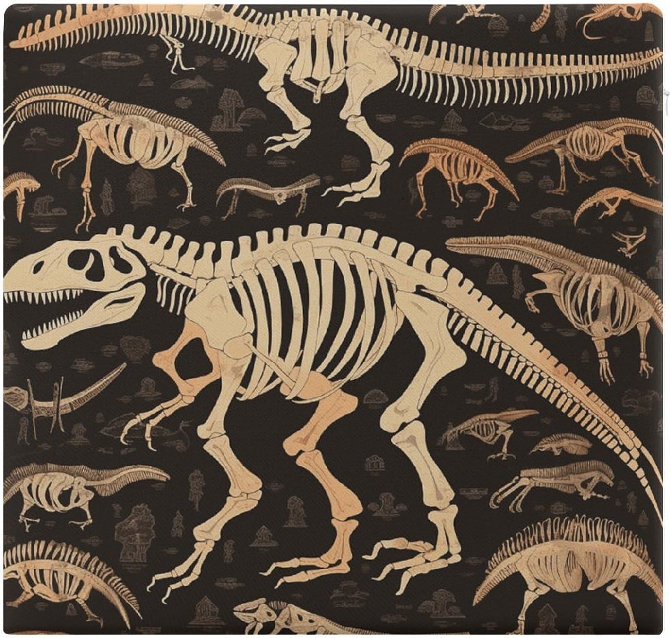 Dinosaur Skeleton Print Chair Cushion Memory Foam Breathable Chair Pads Square Large Pillows Seating Comfort Meditation Floor Pillow Car Seat Cushion for Indoor/Outdoor Chairs