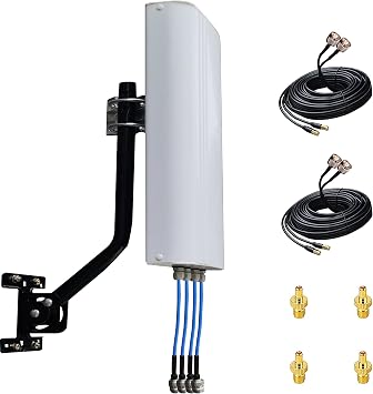 SignalPlus MIMO 4x4 Antennas 5G for T-Mobile/Outdoor Directional External 4G LTE 4x4 Mimo Antenna Kit, 700-4000MHz with 10meter Cable SMA TS-9 J-Mount Pole