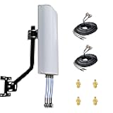SignalPlus MIMO 4x4 Antennas 5G for T-Mobile/Outdoor Directional External 4G LTE 4x4 Mimo Antenna Kit, 700-4000MHz with 10meter Cable SMA TS-9 J-Mount Pole
