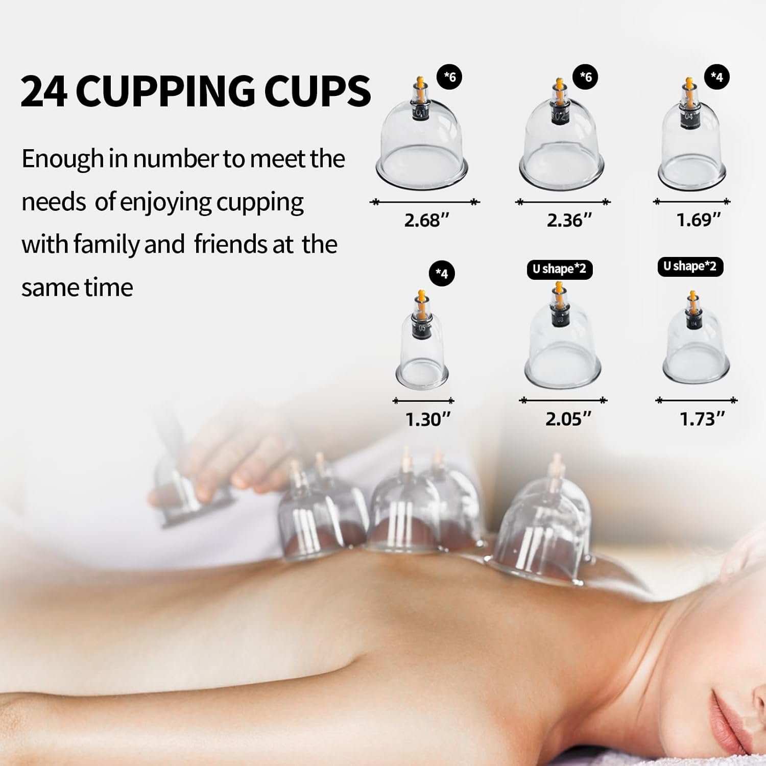Image detailing the 24 cupping cups with their various sizes and shapes, including flat and U-shaped cups.