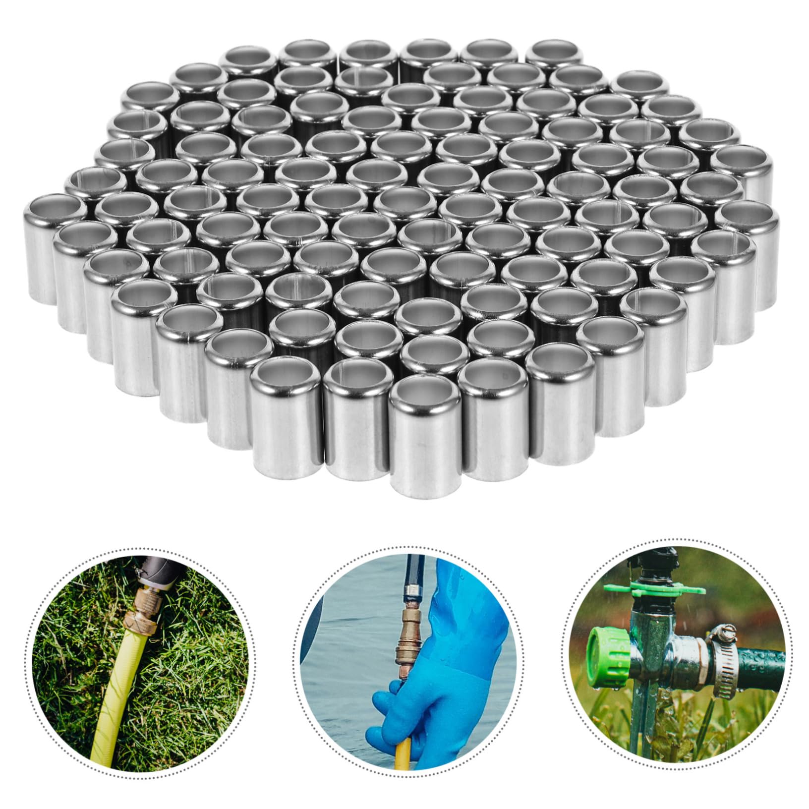 SEWACC Crimphülsen mit Sicherer Verbindung 100 Stück Edelstahl Hydraulikschlauch und Vielseitiger Anwendung für Hochdruckschläuche im Industriellen Bereich