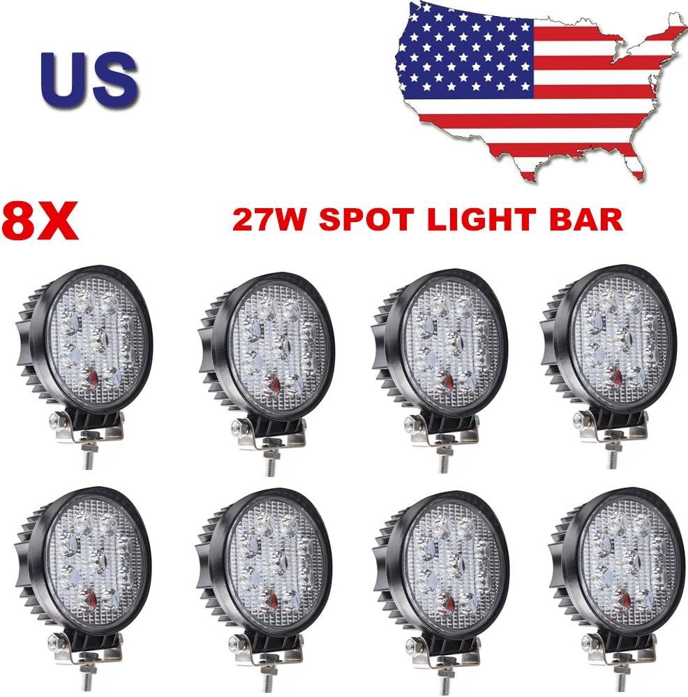 Primeprolight 8Pcs 4" 27w Round spot Led work Light high
