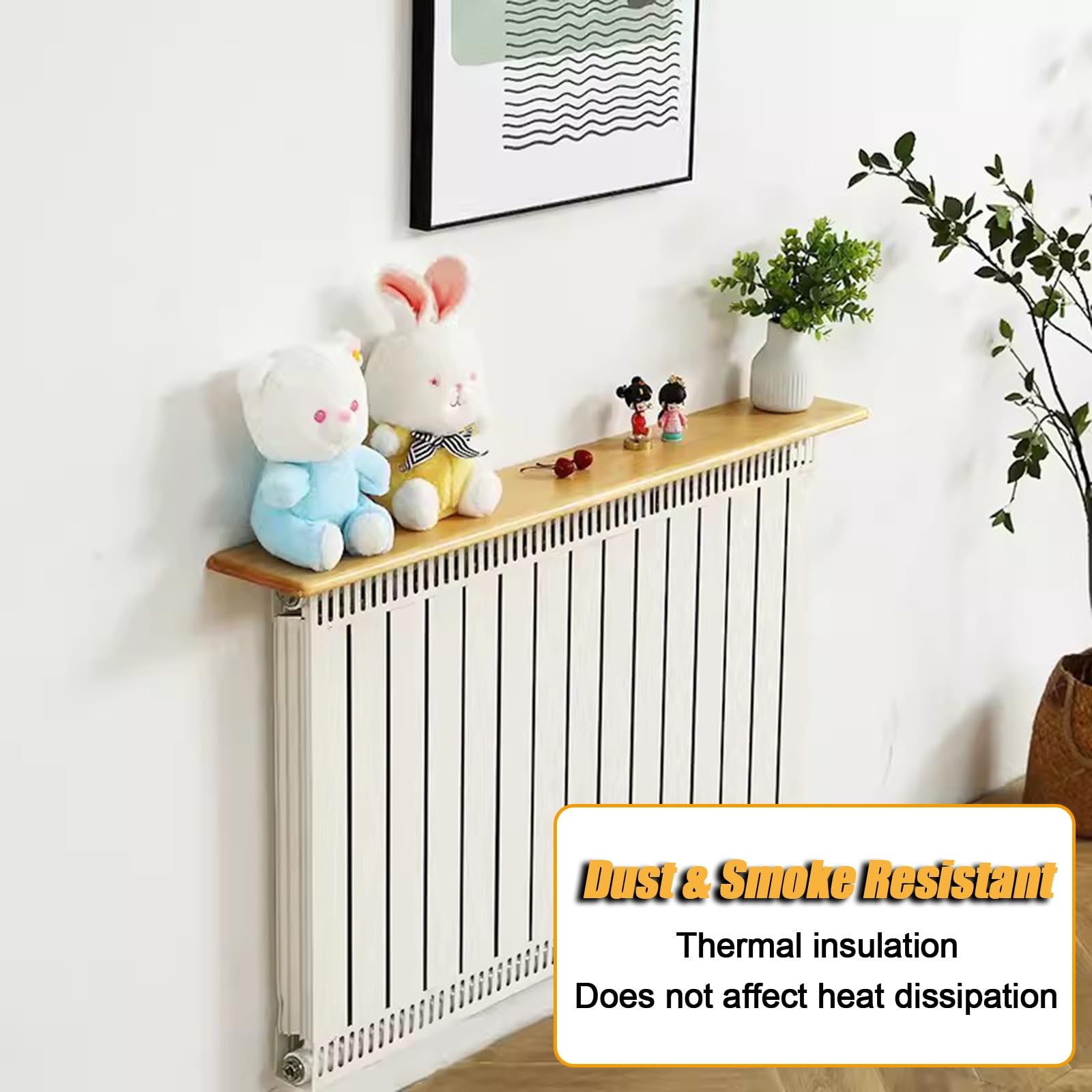 Radiatorplank Zonder Boren,Radiatorplankbeugels,Wit Zwevende Plank,Multifunctionele Planken Boven Radiatoropslag,Easy Fit,Modern Design,voor Thuiskantoor, Woonkamer,Keuken(50cm