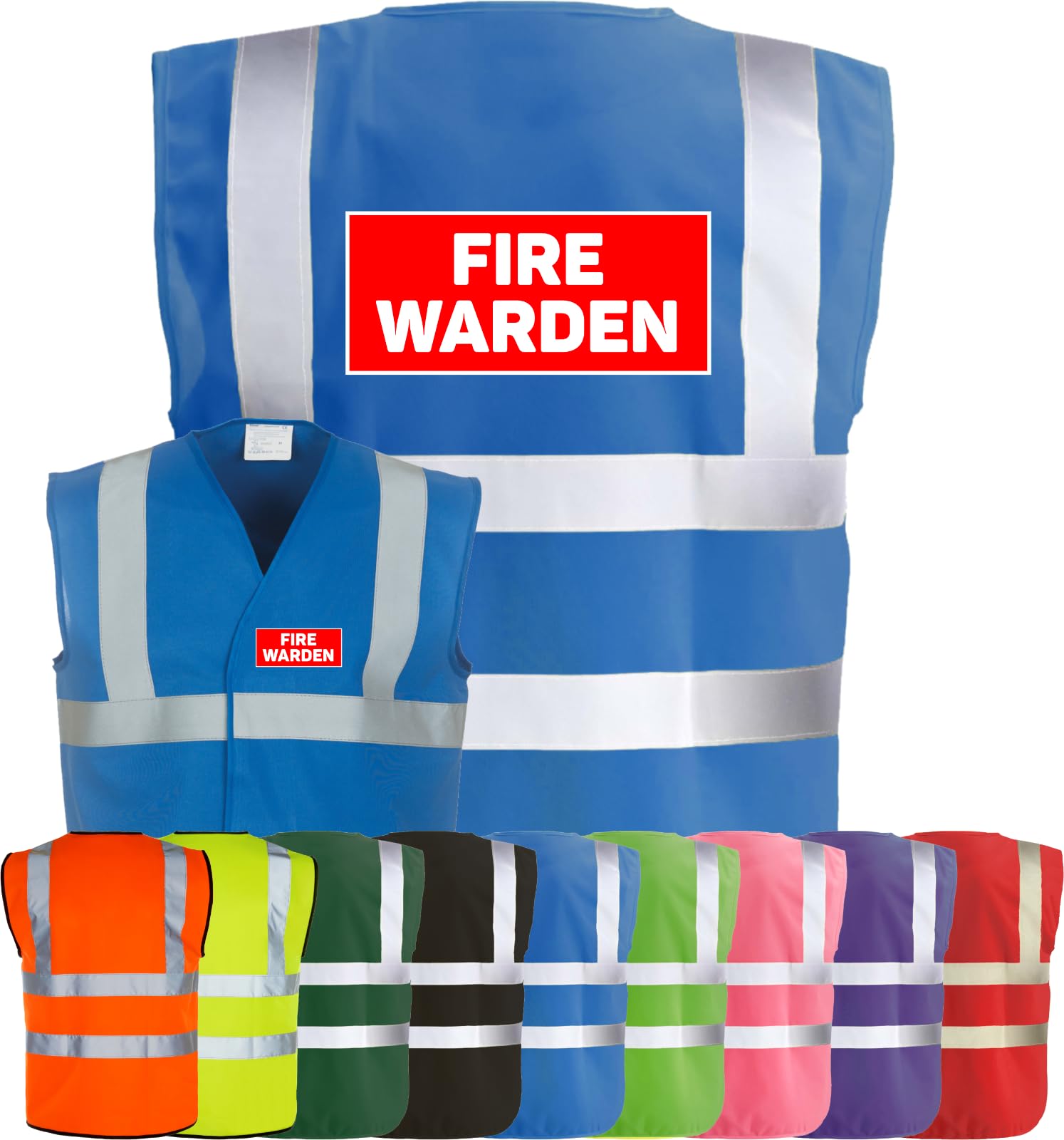 Corporate Togs FIRE WARDEN Printed Vest - High Visibility, Safety Waistcoat Tabard, British Standard CE Marked, Fastening Vest | Protective Safety Wear