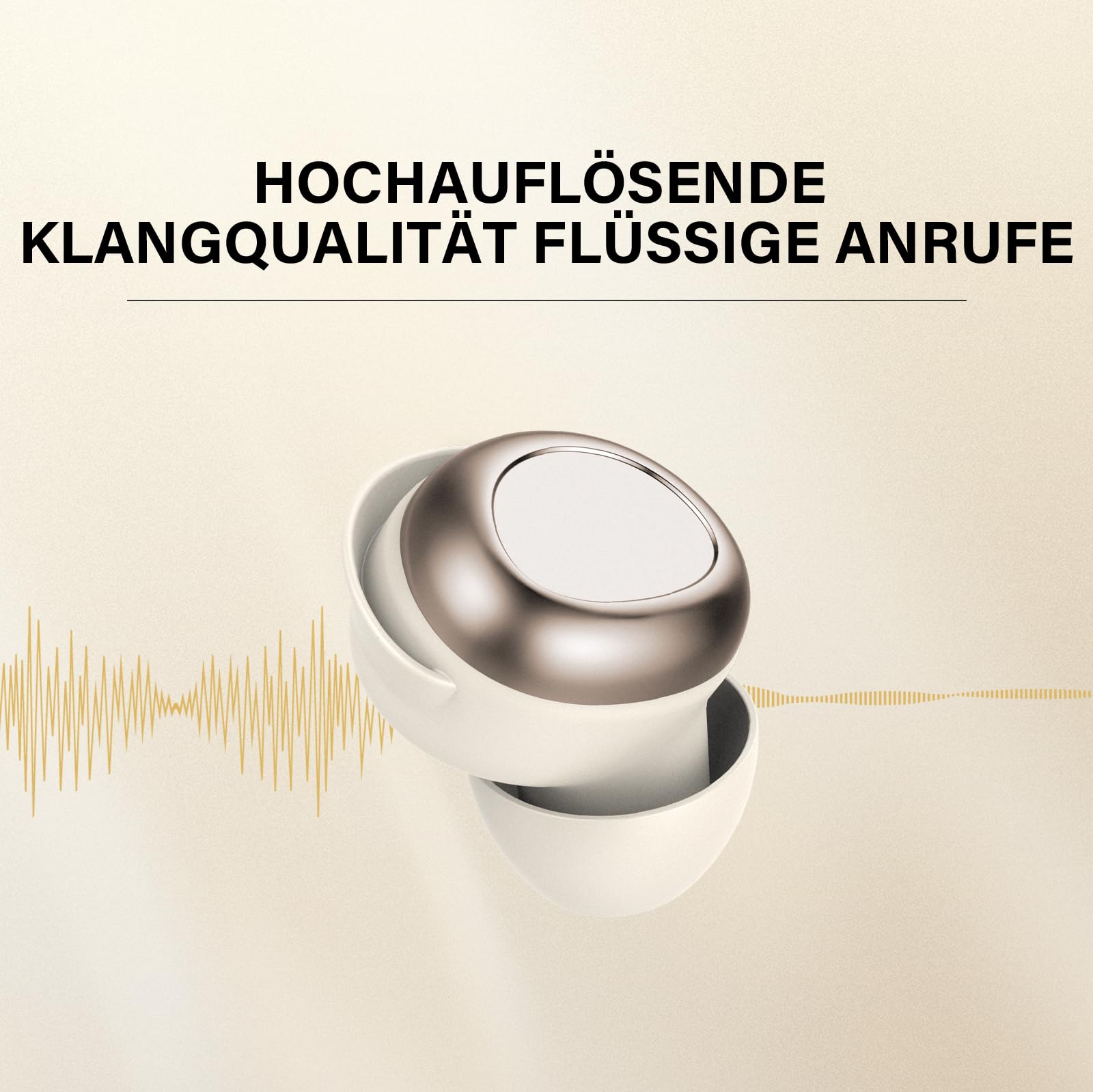 Rinsmola Mini Schlafkopfhörer Bluetooth 5.4 Kopfhörer, Schlafen Sleepbuds | In Ear Kopfhörer Kabellos mit 25 Stunden Akkulaufzeit, Weiche Ohrhörer Sanfter Klang Bequem Tragen ohne Druckgefühl, Beige