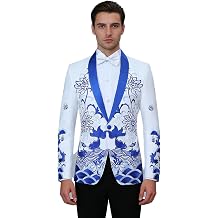 Men Chinese Style Blazer Floral Koi Fish Embroidery Shawl Collar One Button Prom Wedding Fashion Suit Jacket