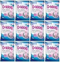 D-Klog Drain Cleaner Powder (40g x 12 Units),Removes Clogs,Blockages in Washbasin,Septic Tank, Sinks,Pipes within 30 mins.Drain expert |Sink cleaner|Toilet Cleaner |No manual hassle required