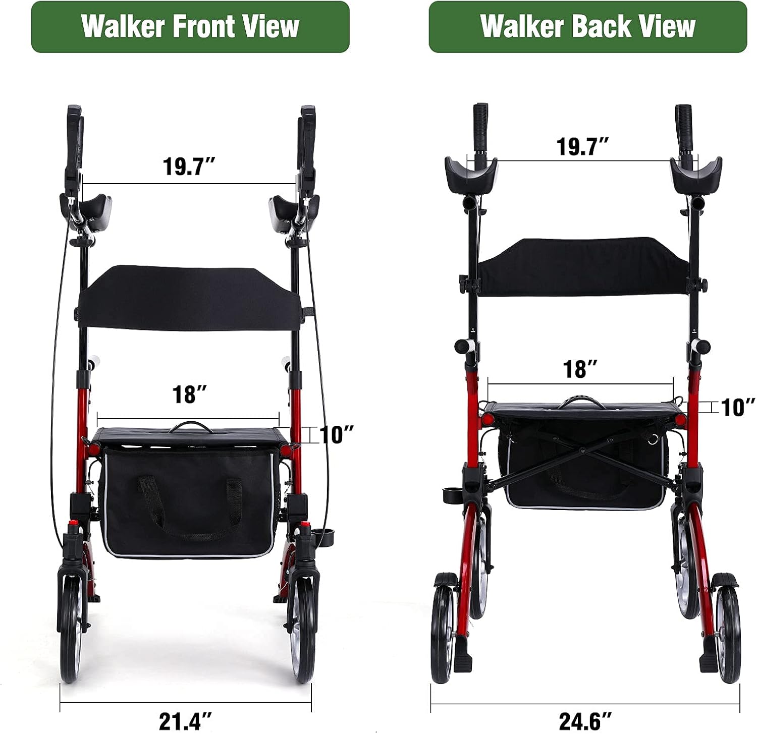 Healconnex Upright Rollator Walkers for Seniors- Stand up Rolling Walker with Seats and 10" Wheels, Padded Armrest and Backrest,Tall Rolling Mobility Aid with Basket, Foam Handle to Stand up : Health & Household