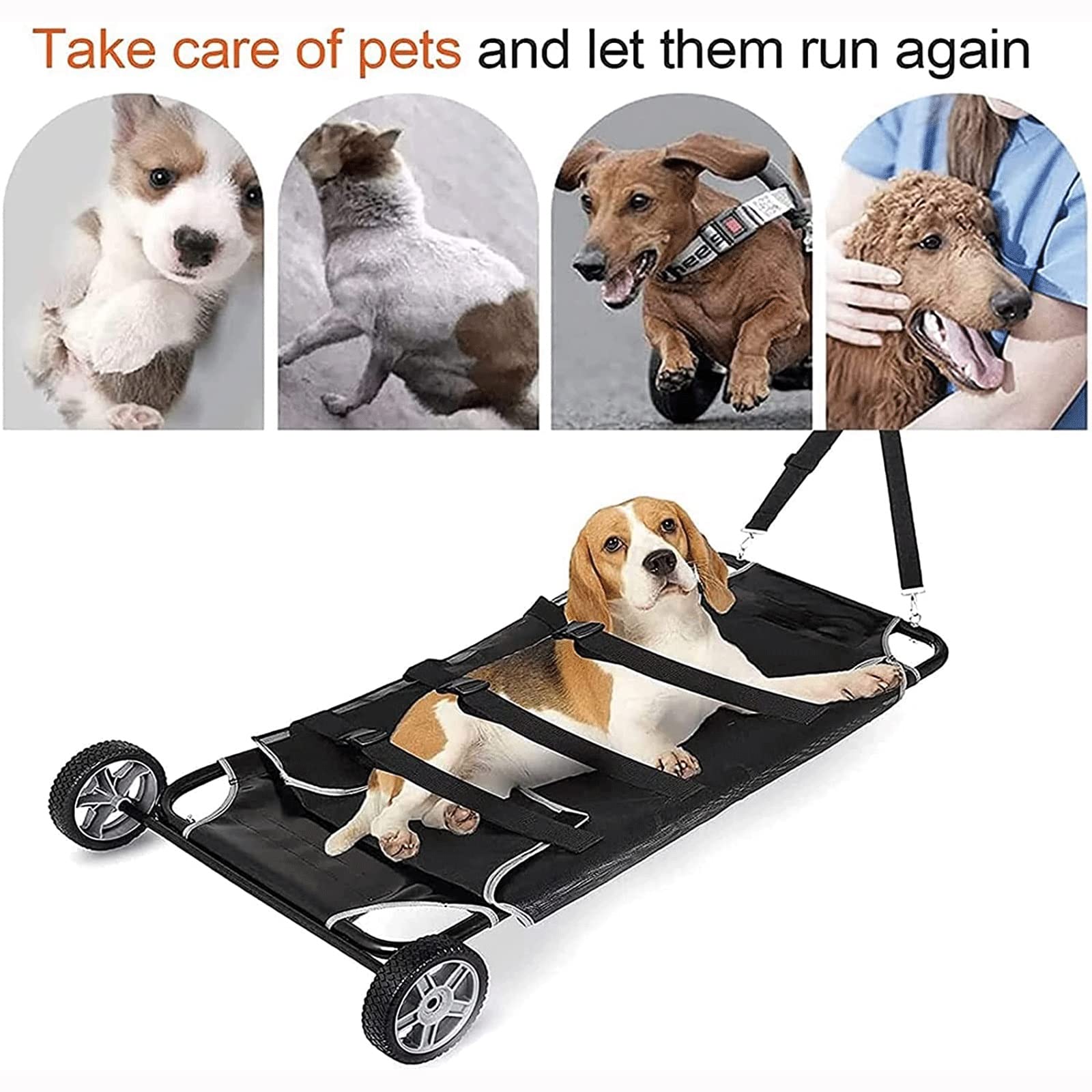 Carrito para mascotas con sobre de malla, fácil de mover y plegable para transporte de animales