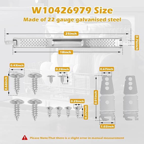 W10426979 18 Inch Dishwasher Mounting Bracket Kit for Granite Countertops