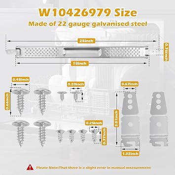 W10426979 18 Inch Dishwasher Mounting Bracket Kit for Granite Countertops