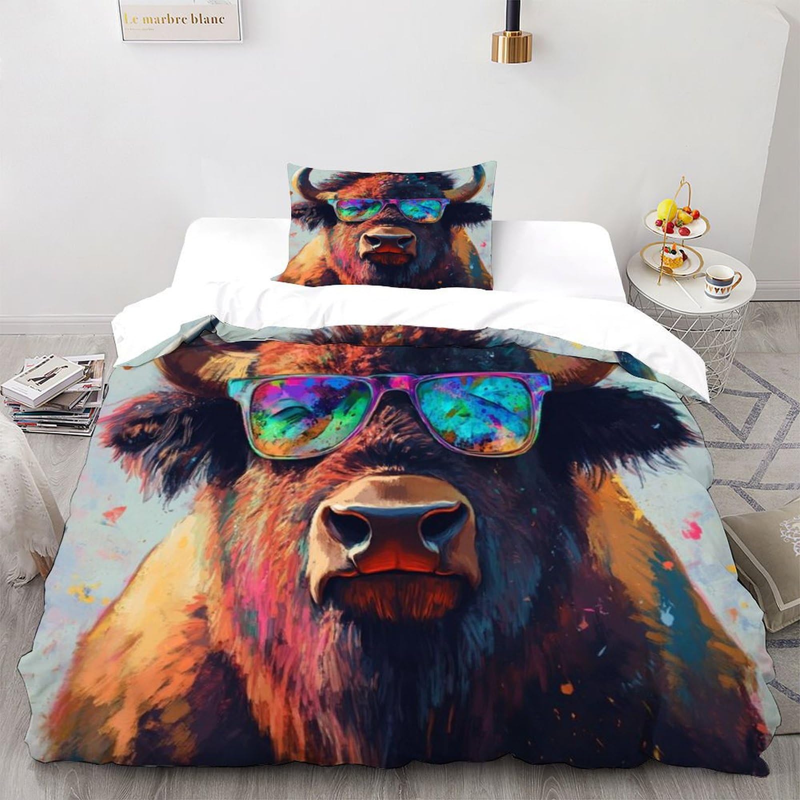 Housse de couette bison d'Europe lit single enfant ado 135x200