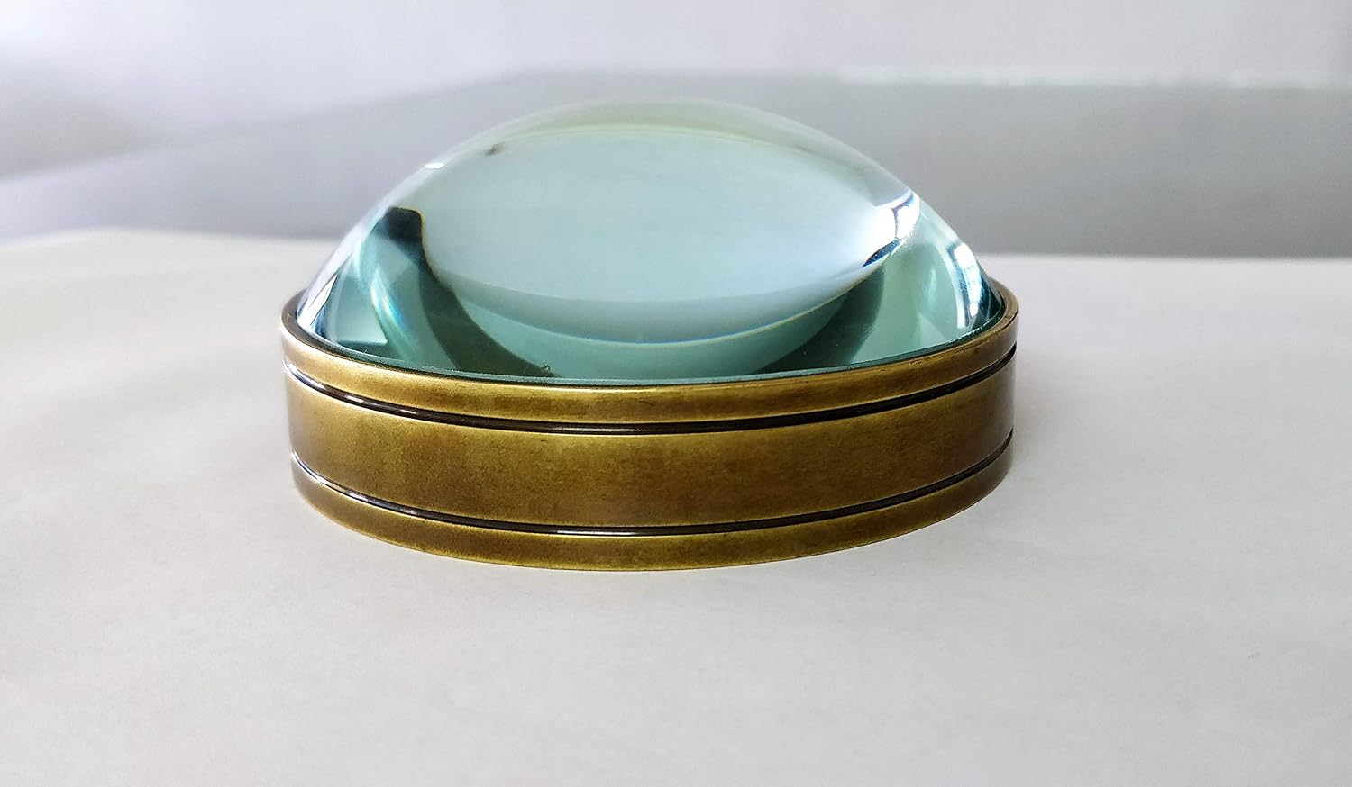Desktop Decorative Magnifying Glass| Dome Shape Clear Glass 3 Inches Brass Ring at Base