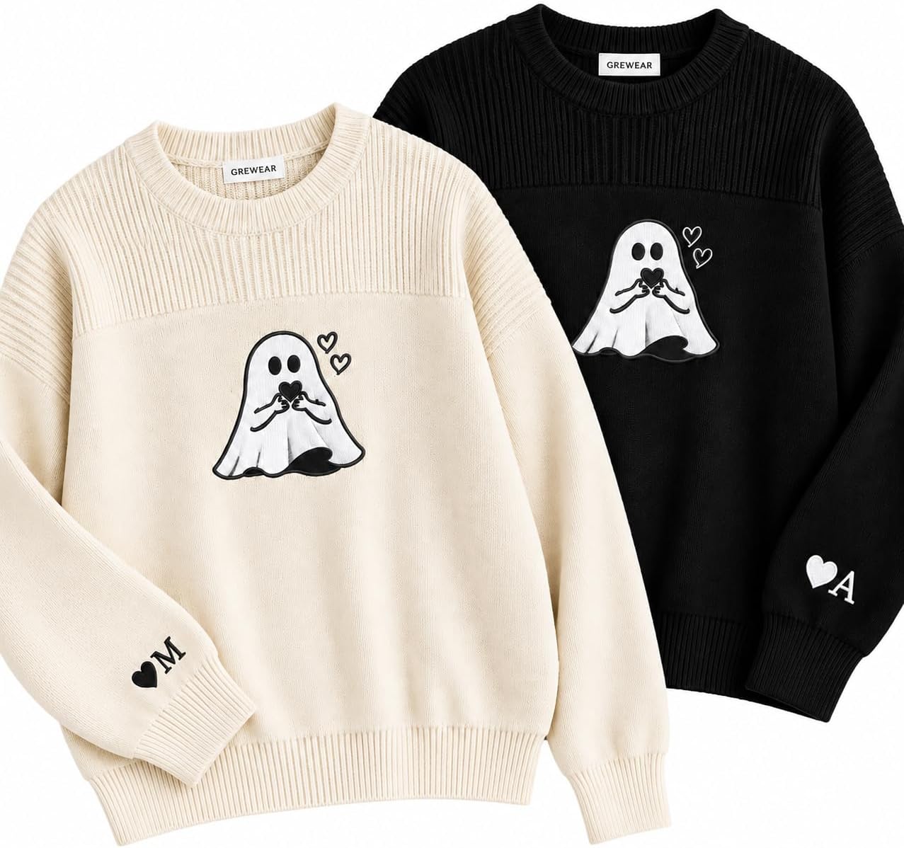 Awx Washing Amazon.com: Grewear Couple Ghost Sweater, Custom Heart Initial ...