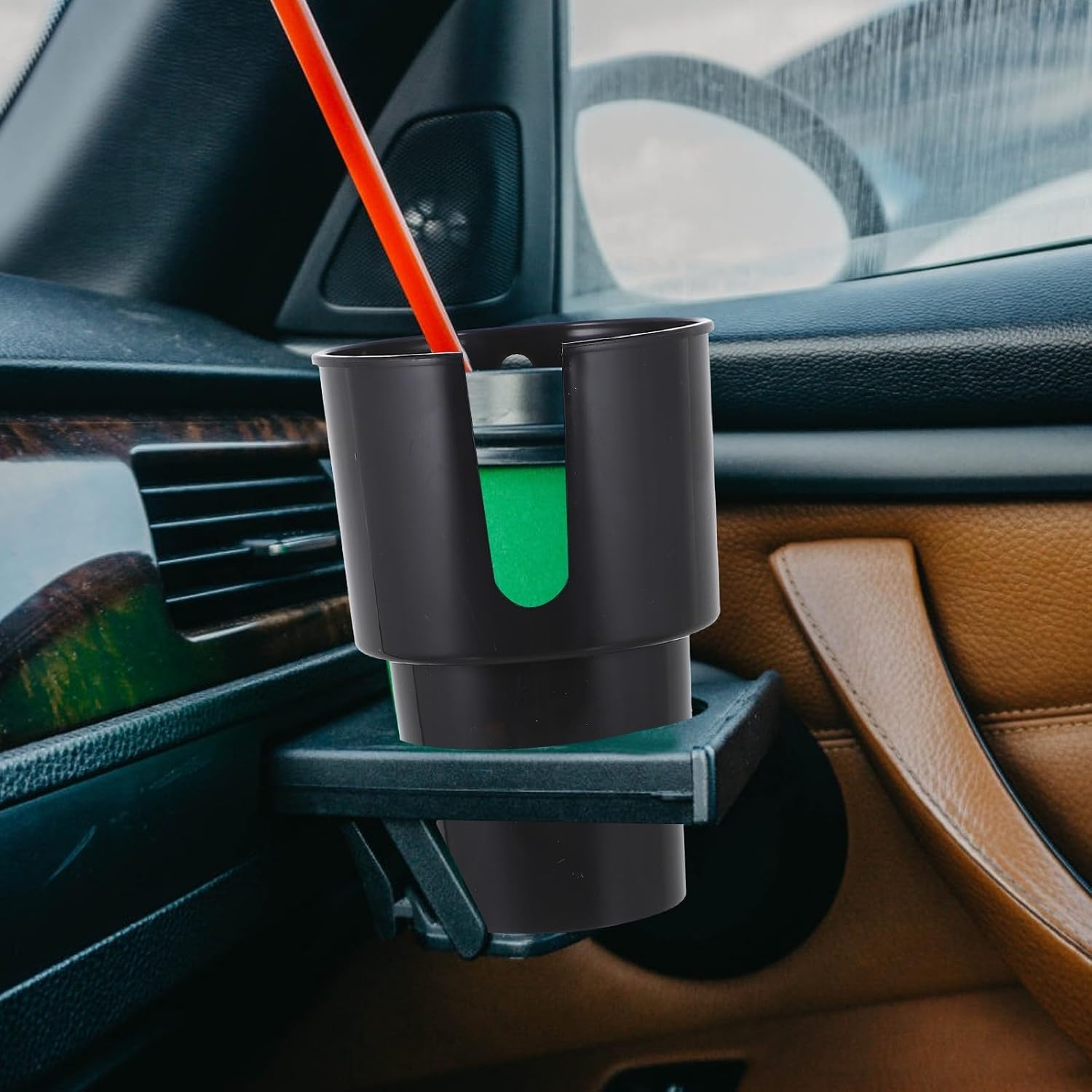 BESTYASH Center Console Cup Holder Adapter Car Cup Holder Converter Black Expandable Automotive for Travel and Daily Use