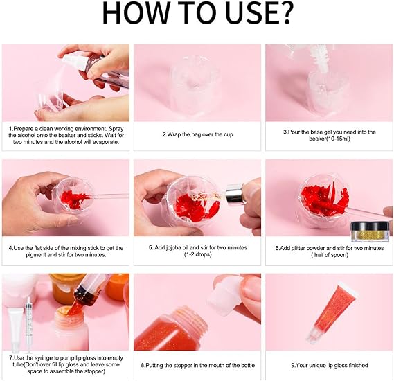 Lip Gloss Making Kit | Lip Gloss Making Supplies Set - Handmade Moisturizing Set for Women Girls Kids Teen Beginner Princess Makeup Lover